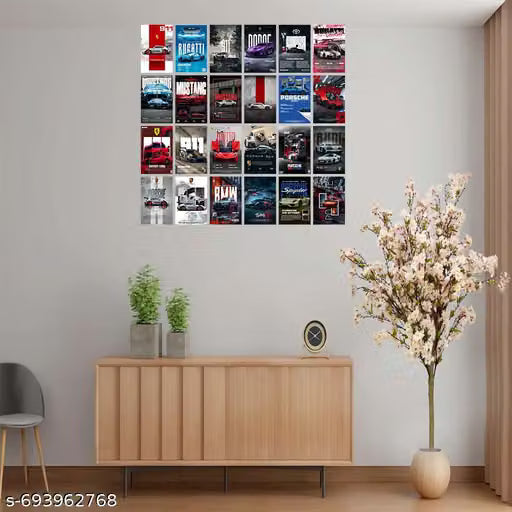 KARTMEN Aesthetic Car Wall Collage Kit 24-Piece 10.2x15.2 cm Posters with Adhesive Tape