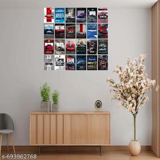 KARTMEN Aesthetic Car Wall Collage Kit 24-Piece 10.2x15.2 cm Posters with Adhesive Tape